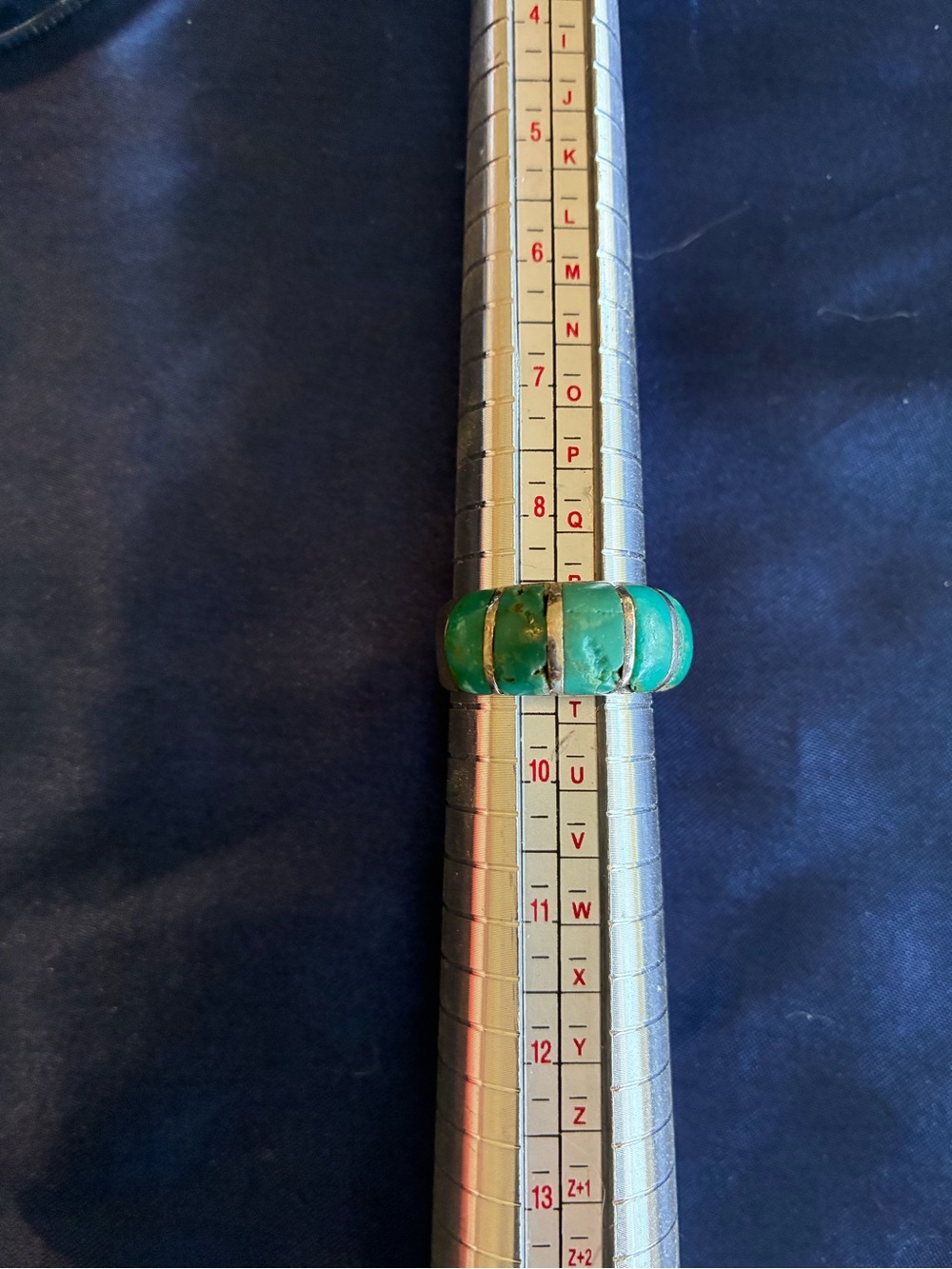 Green Turquoise Inlay Dome Ring - Women's Fashion Jewelry size 9